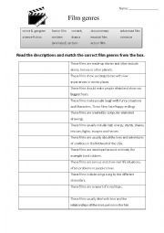 English Worksheet: Film genres