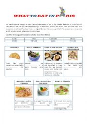 English Worksheet: Tourism - What to eat in Paris