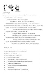 English Worksheet: Diary of a Wimpy Kid Test