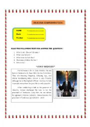 English Worksheet: reading comprehention