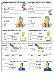 English Worksheet: Family members, to be practice
