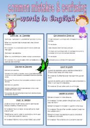 English Worksheet: Common Mistakes and Confusing Words in English