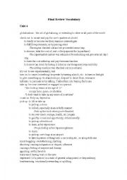 English Worksheet: Word List