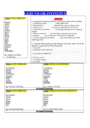 English Worksheet: gerund or infinitive exercises