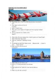English Worksheet: British quiz
