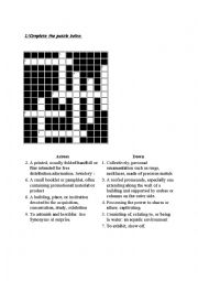 English Worksheet: crossword puzzle 2nd form