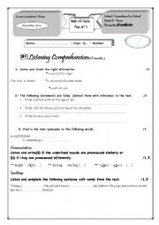 English Worksheet: 1st form test 1