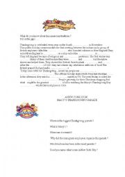 English Worksheet: THANKSGIVING TRADITIONS