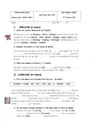 English Worksheet: Mid term test n1