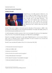 English Worksheet: Donald Trump - Biography