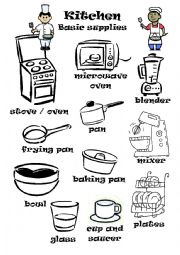 English Worksheet: Kitchen Suplies