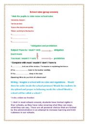 English Worksheet: school rules ( group session)