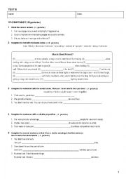 English Worksheet: Test Vocabulary and Grammar