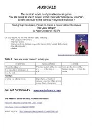 English Worksheet: Musicals 1 - Groupwork 