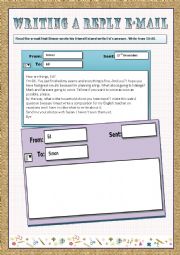 English Worksheet: WRITING A REPLY E-MAIL