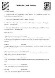 English Worksheet: My Big Fat Greek Wedding Vocabulary and Listening Comprehension