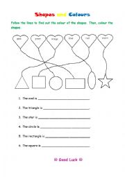 English Worksheet: Shapes and Colour
