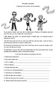 English Worksheet: family reading actitivity