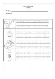 English Worksheet: School Supplies Tracers (2 pages)