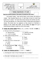 English Worksheet: a grade 5 exam