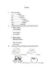 English Worksheet: Revision to be and colours