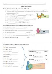 English Worksheet: Forms of 