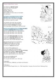English Worksheet: Pocahontas Lyrics Sheet