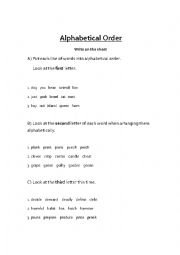 English Worksheet: alphabetical order