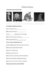 English Worksheet: The Emperors New Groove Activity Sheet
