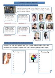 English Worksheet: Appearance and Personality Activities