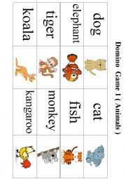 English Worksheet: Domino Game 1 ( Animals )