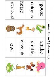 English Worksheet: Domino Game 2 ( Animals )