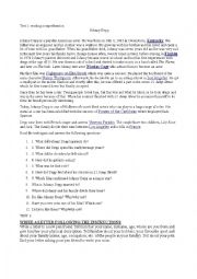 English Worksheet: Reading comprehention and letter