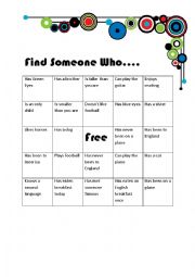 English Worksheet: Find someone who..
