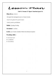 English Worksheet: unit 1 lesson 2 space tourism lesson plan 