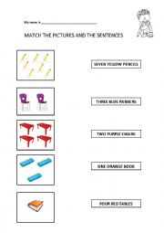 English Worksheet: Match the pictures with the sentences