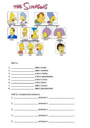 English Worksheet: The Simpsons Family Tree. Family Vocab and Possessive s.