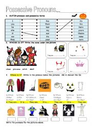 English Worksheet: Halloween possessive pronoun worksheet
