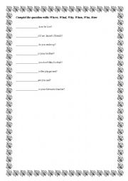 English Worksheet: Complet the questions