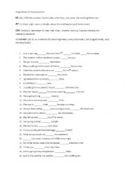 English Worksheet: Prepositions of Time and Place (at/in/on)