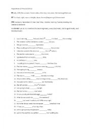 Prepositions of Time and Place (at/in/on)