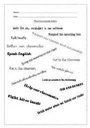 English Worksheet: our classroom rules