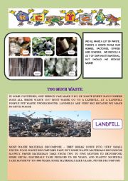 English Worksheet: REDUCE - REUSE - RECYCLE