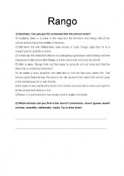 Rango Movie Worksheet