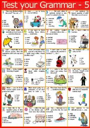 English Worksheet: Test your Grammar - 5  Placement test. + key