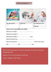 English Worksheet: tHE PRESENT PROGRESSIVE 