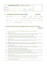 English Worksheet: Democracy