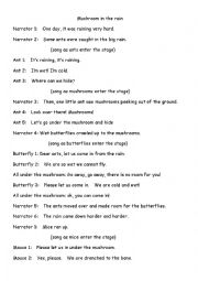 English Worksheet: Mushroom in the rain playscript