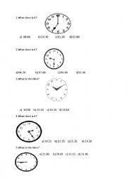 English Worksheet: What time is it