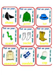English Worksheet: Put on your shoes / Go Fish